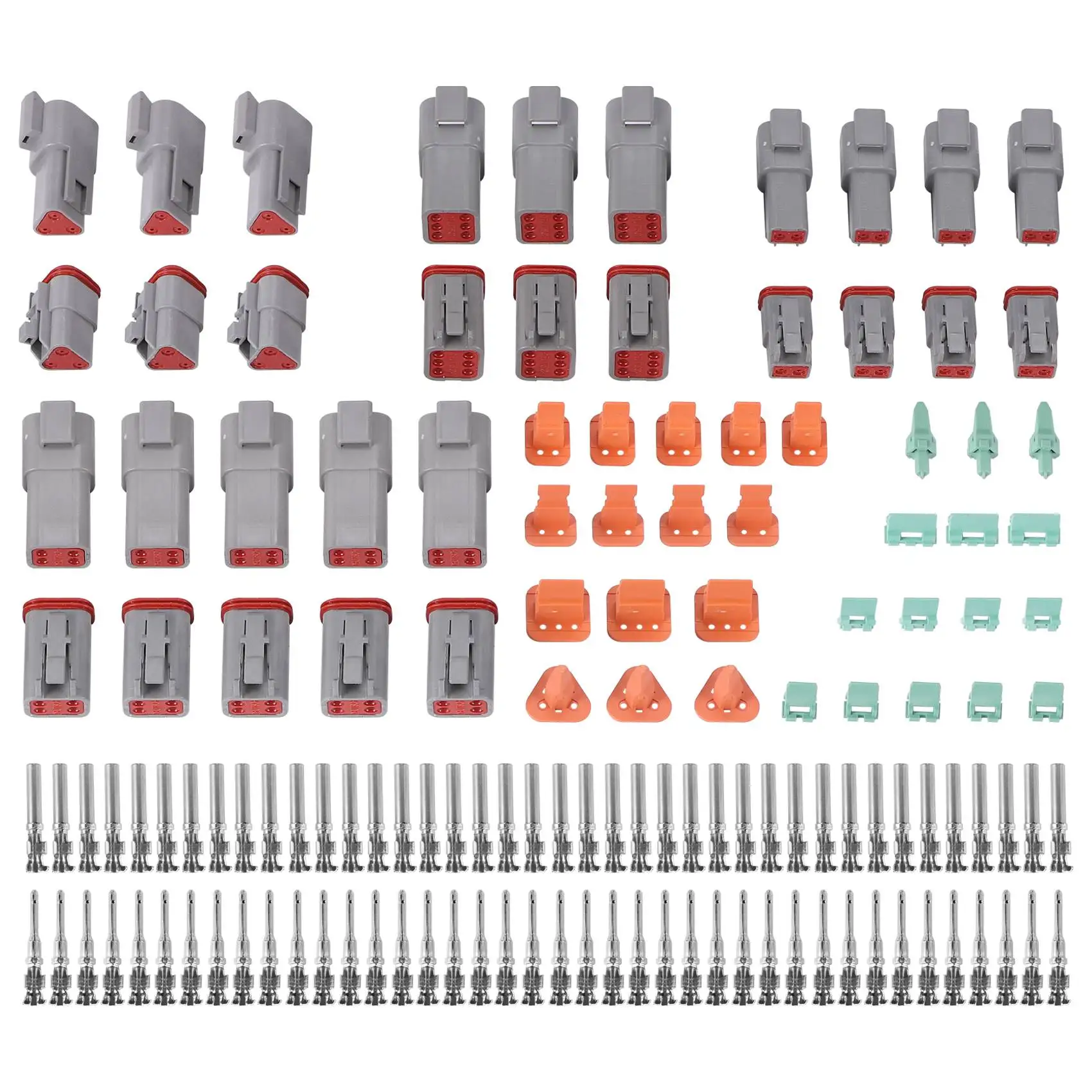 140Pcs Deutsch DT Series Waterproof Wire Connector Kit DT06-2/3/4/6S DT04-2/3/4/6P Automotive Sealed Plug with Pins Box