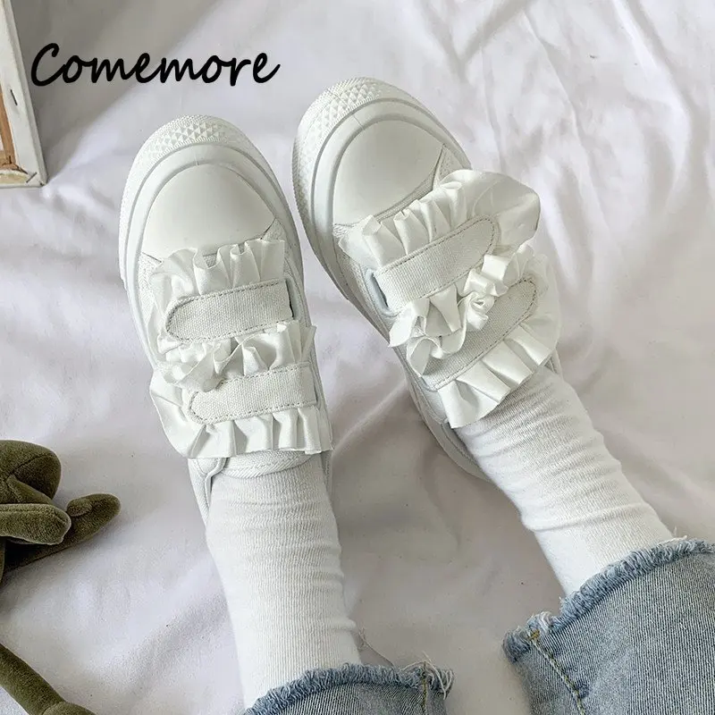 Fashion Ladies Shoes Women Casual Platform PU Leather Casual Sweet White Shoe Sneakers Woman Comfortable Small White Zapatos