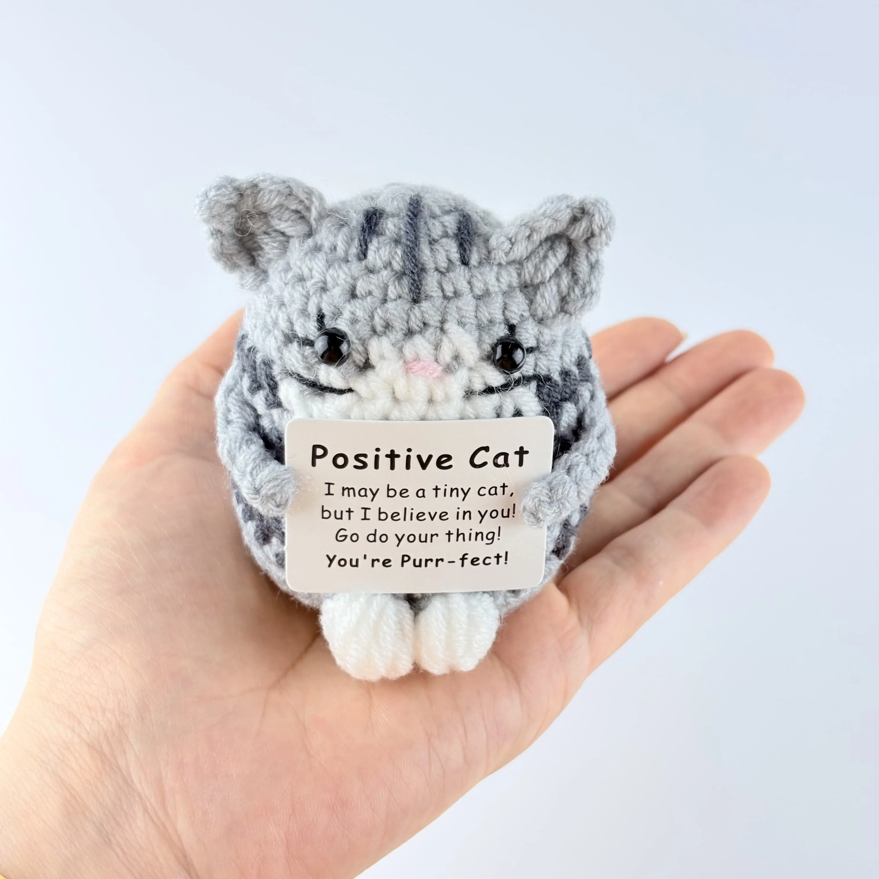Positive Potato Funny Avocado Duck Cat Bees Cute Knitted Crochet Doll with Card for Mom Dad Friend Birthday Cheer Up Gift