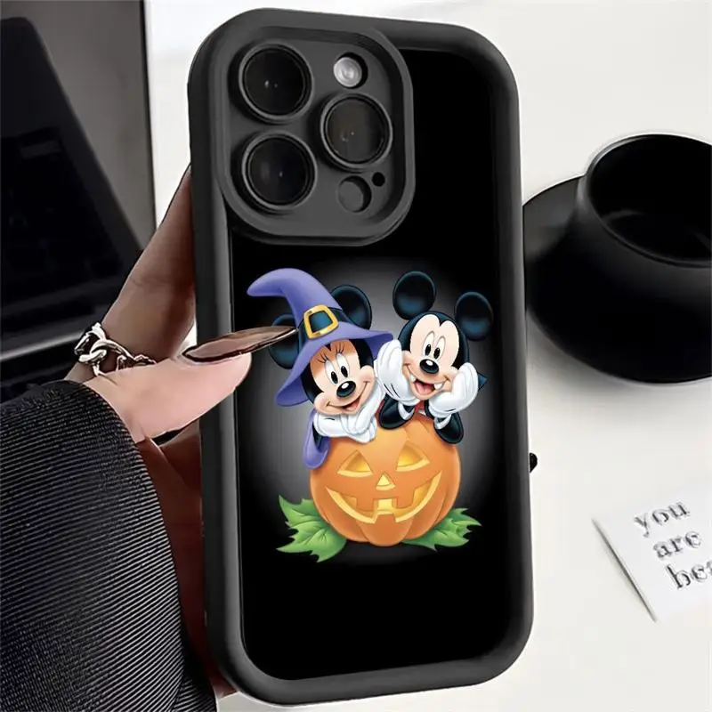 Disney Mickey Minnie Happy Halloween Soft Liquid Silicone Phone Case For Apple iPhone 11 12 13 14 15 Pro Max Plus Back Cover