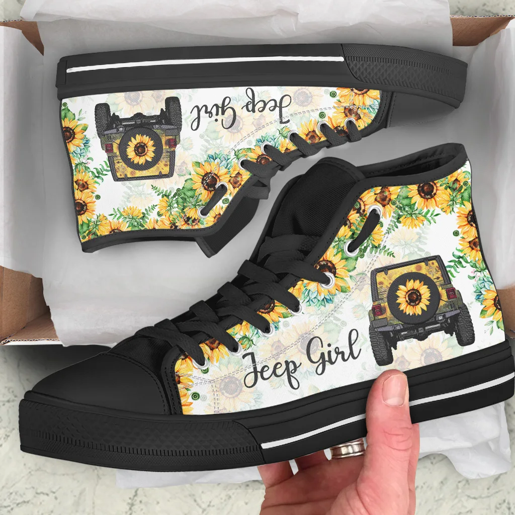 

INSTANTARTS Классические высокие холщовые кроссовки для скейтборда с подсолнухом Jeep Дизайнерские мужские износостойкие кроссовки на плоской подошве