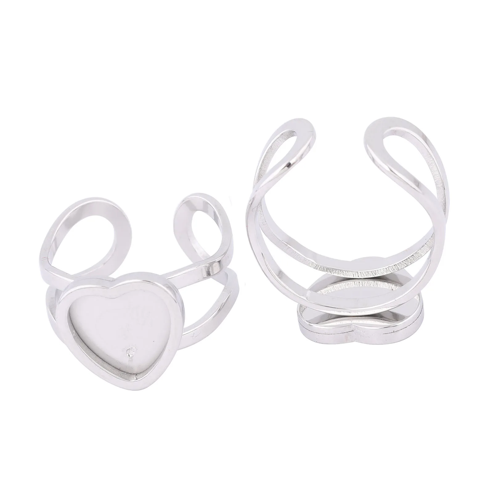 

5pcs Stainless Steel Fit 10mm Heart Cabochon Ring Base Setting Blanks Diy Fingerring Bezels For Jewelry Making Supplies