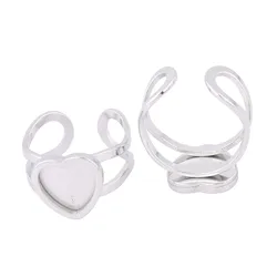 5pcs Stainless Steel Fit 10mm Heart Cabochon Ring Base Setting Blanks Diy Fingerring Bezels For Jewelry Making Supplies