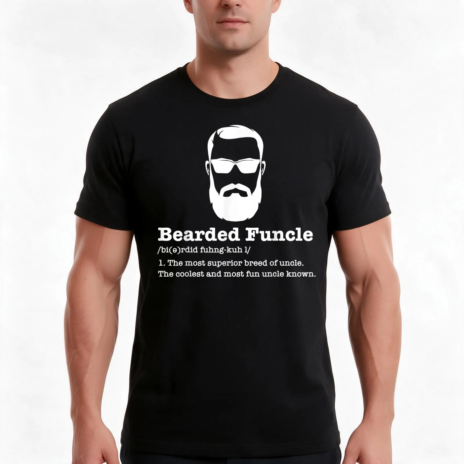 Bearded Funcle Funny Uncle Vintage Style T-Shirt, Summer Casual Cotton Tee, Oversized Streetwear Tops, Vintage Graphic Print
