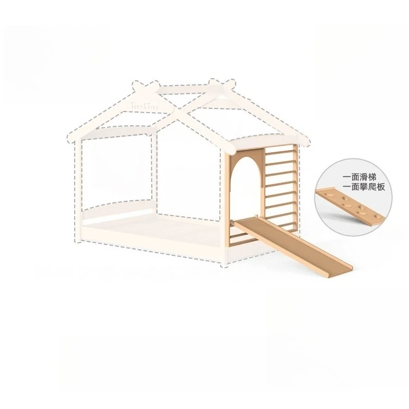 Solid wood children's bed 1.5m boy tree house bed girl tatami, play mode B: slide + climbing ladder, slide reverse climbing