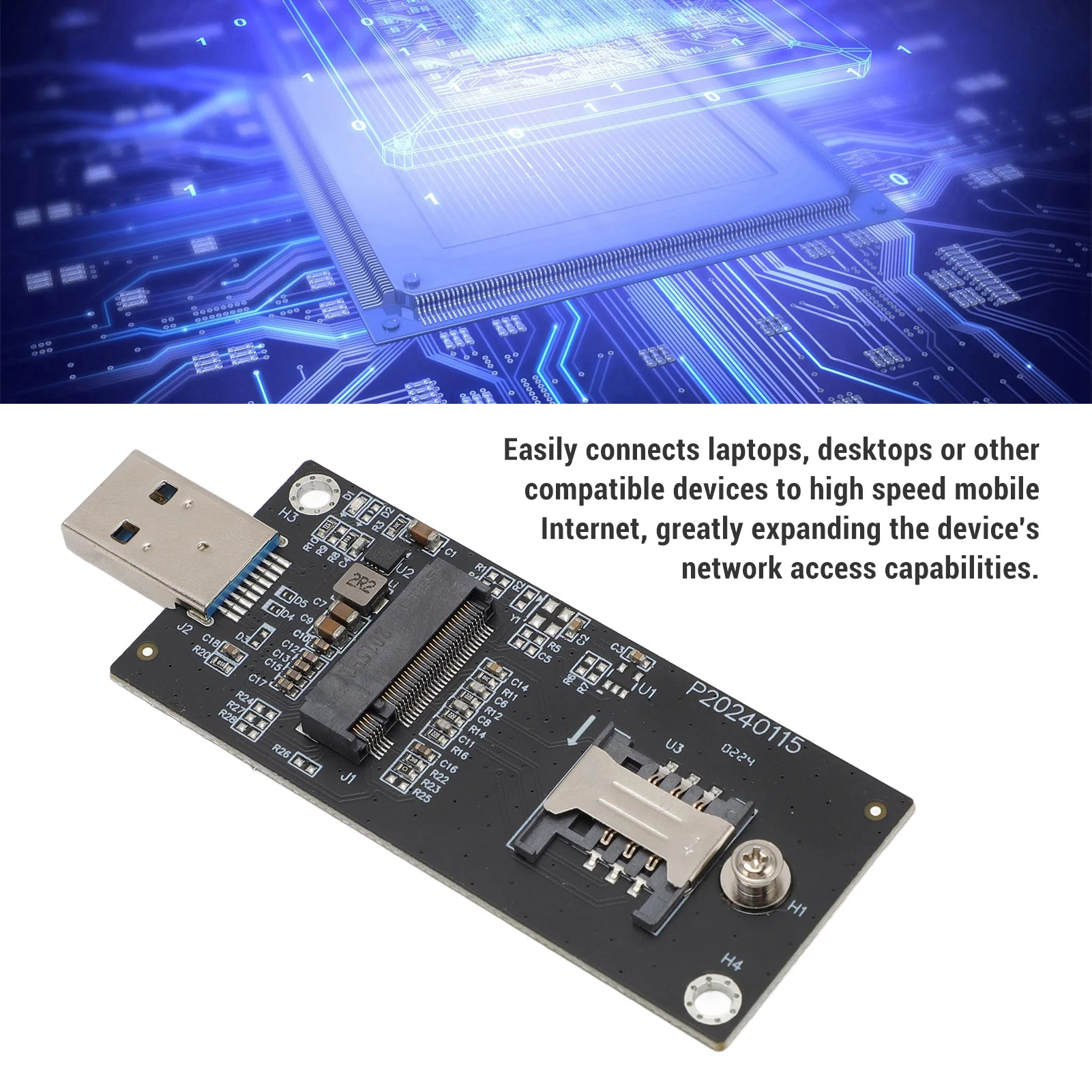 Network Adapter Card NGFF M.2 KeyB to USB3.0 4G 5G WWAN Module Adapter with SIM Slot Network Adapter Card WWAN Module Adapter