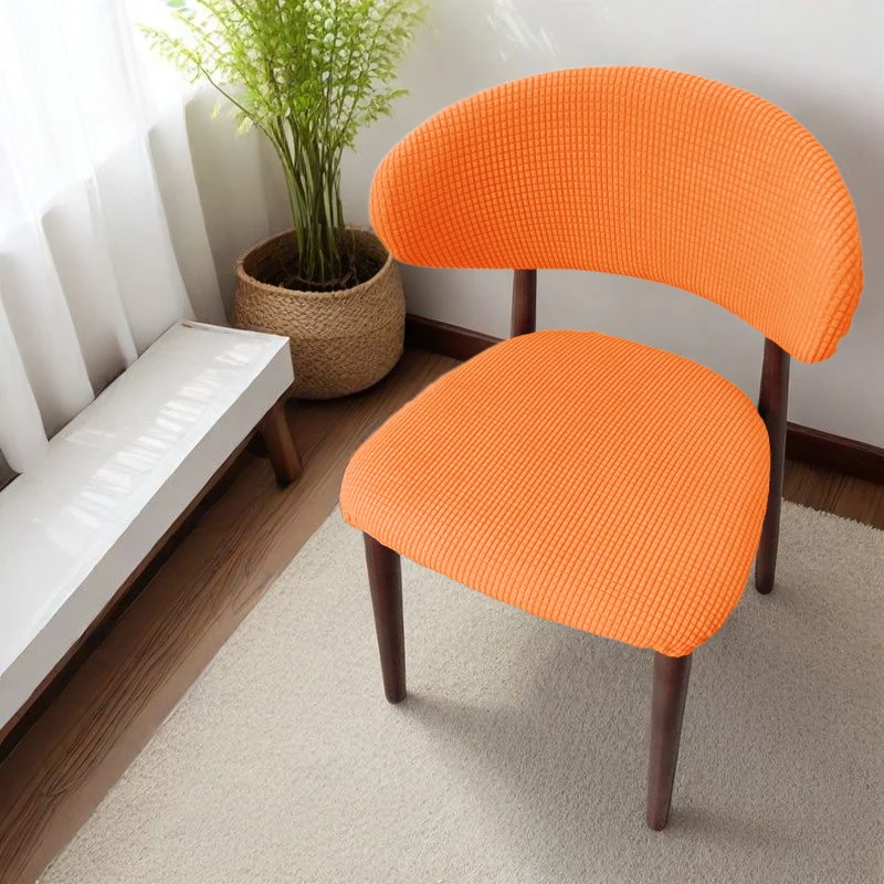 1 Set Elastic Dining Chair Cover Split Wood Chair Backrest Cover + Seat Cover Dustproof Office Dining Table Chair Protector Case