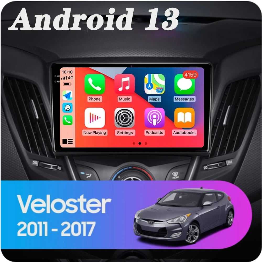 Android 14 Carplay Car Radio For Hyundai Veloster FS 2011 - 2017 Navigation Multimedia Player Stereo WiFi+4G BT DVD 360 Canera