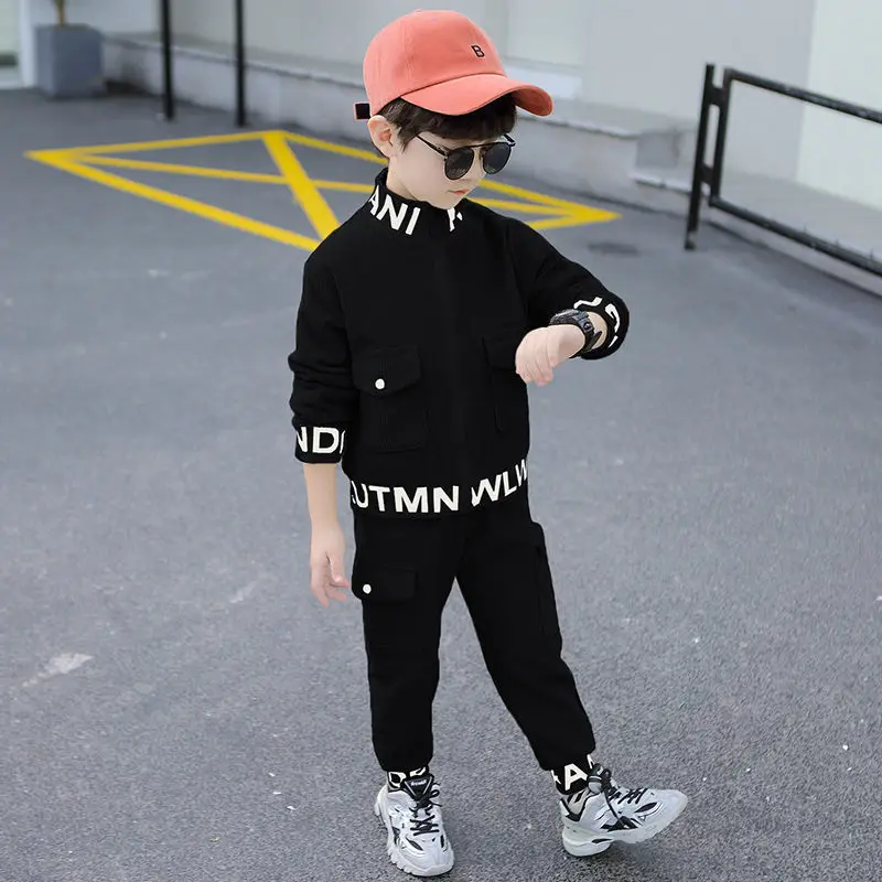 Boys\' Clothes Sets Coat+Pants 2PCS/Set Cotton 2023 Spring Autumn Sportswear Suit Tracksuit Teenagers Children Clothing