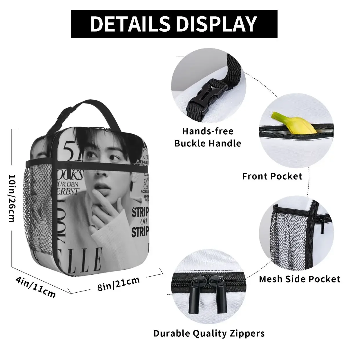 Cha EunWoo Kpop Astro Insulated Lunch Bag for Women Office Cooler Thermal Food Box Tote Leakproof Lunch Boxes Container