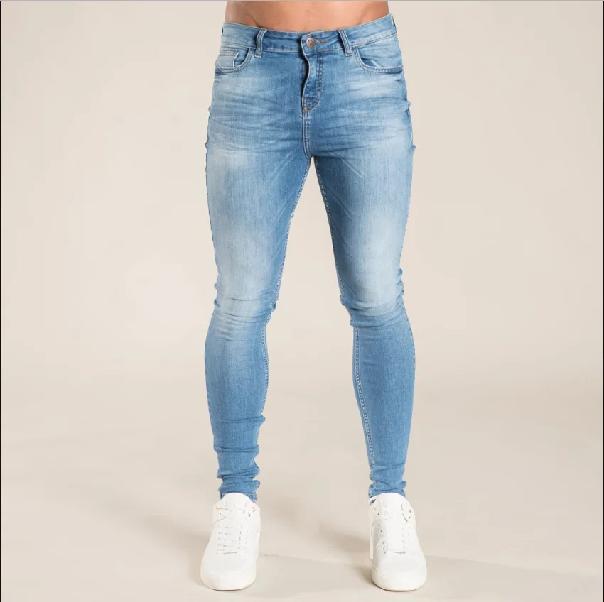 Nueva moda americana, pantalones vaqueros de tubo simples a la moda informales ajustados azules lavados Vintage para hombre, pantalones vaqueros para hombre, ropa de calle