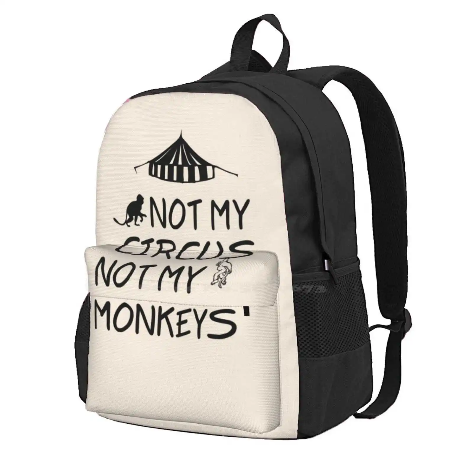 Nicht mein Zirkus nicht meine Affen heißer Verkauf Schult asche Rucksack Mode taschen nicht mein Zirkus nicht meine Affen lustiges Kaffee getränke café