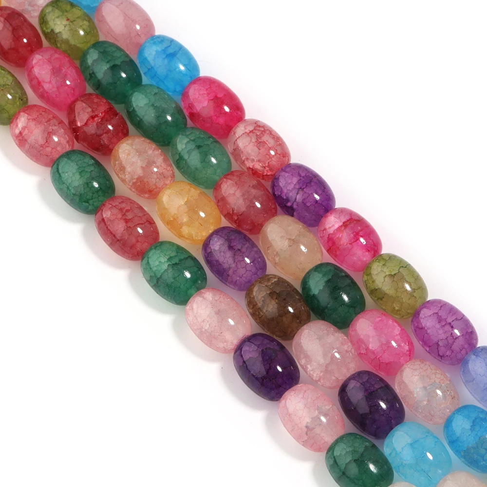 

1String/Lot 10x14mm Floral Glass Beads Barrel Shape Glass Beads Loose Spacer Beads For Jewelry Making DIY Bracelet Accessorie