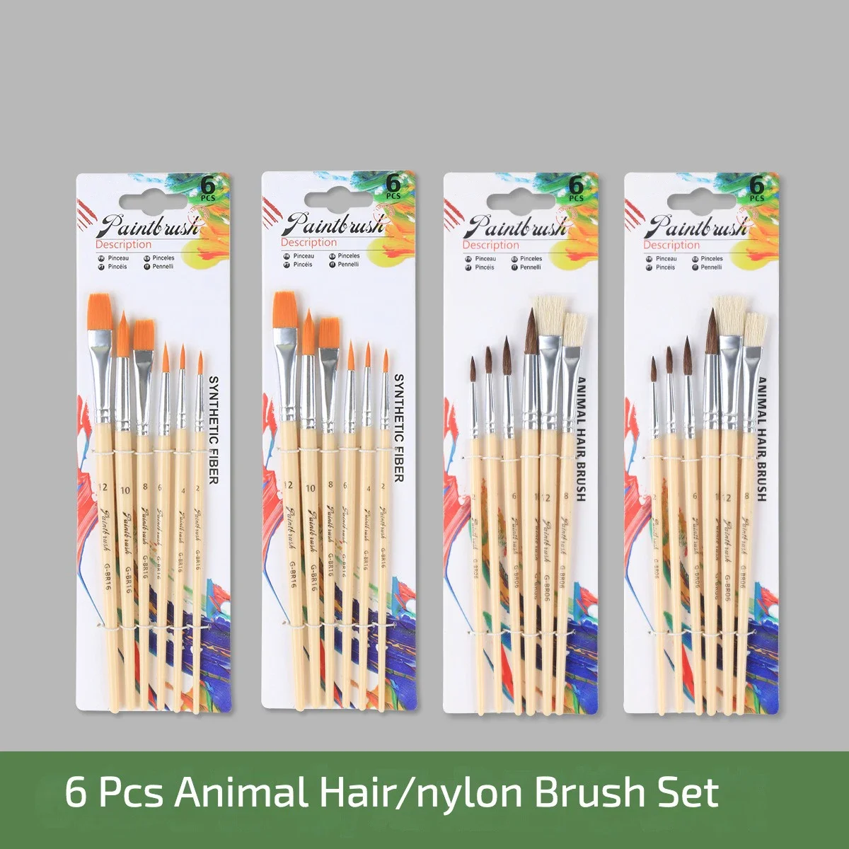 Nylon Hair Multi Functional Watercolor Brush Set 6 Pcs Animal Hair Children's Creative Painting Oil Painting Pen Art Supplies