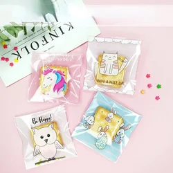 100Pcs Pink Unicorn Series Plastic Self-Adhesive Bags Cookies Candy Packaging Bags Wedding Birthday Parties Baby Shower Gifts