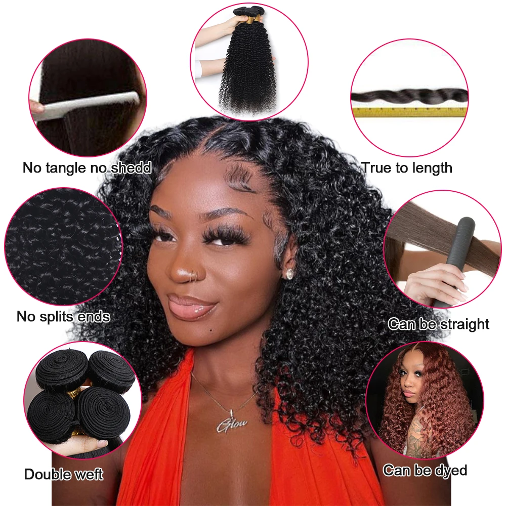 Megeen 30-дюймовые бирманские человеческие волосы для наращивания Реми натуральные черные кудрявые волосы 1/3/4 дюйма