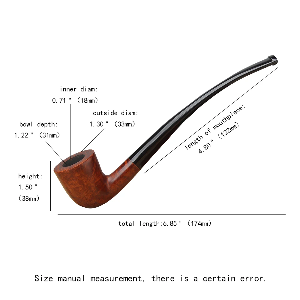 MUXIANG Small Church Tobacco Pipe Beginner's Briar Nodule Pipe Bowl Diameter 18mm Bowl Depth 31mm Smoking Tobacco Reading Pipe