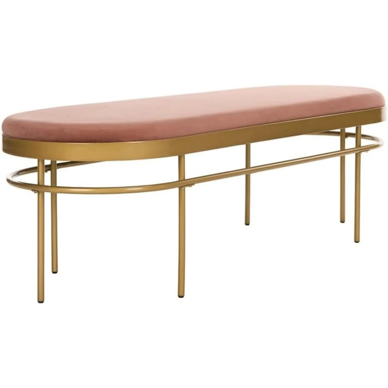 US Home Sylva 63-inch Glam Dusty Rose Velvet and Gold Oval Bench