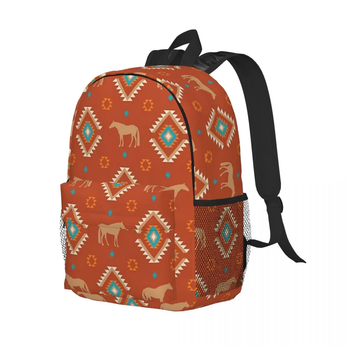 Sac à dos à motif de cheval du sud-ouest pour adolescent, sac d'école décontracté pour enfants, sac à dos pour ordinateur portable, sac initié, grande capacité, sacs à dos rounommée