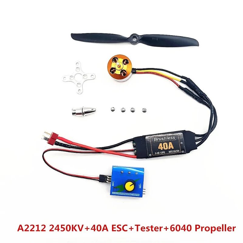 Brushless Motor A2212 1400KV 2450KV with 30A 40A ESC for RC Fixed Wing Helicopter 6040 8060 Propeller Compatible with SU27 DIY F
