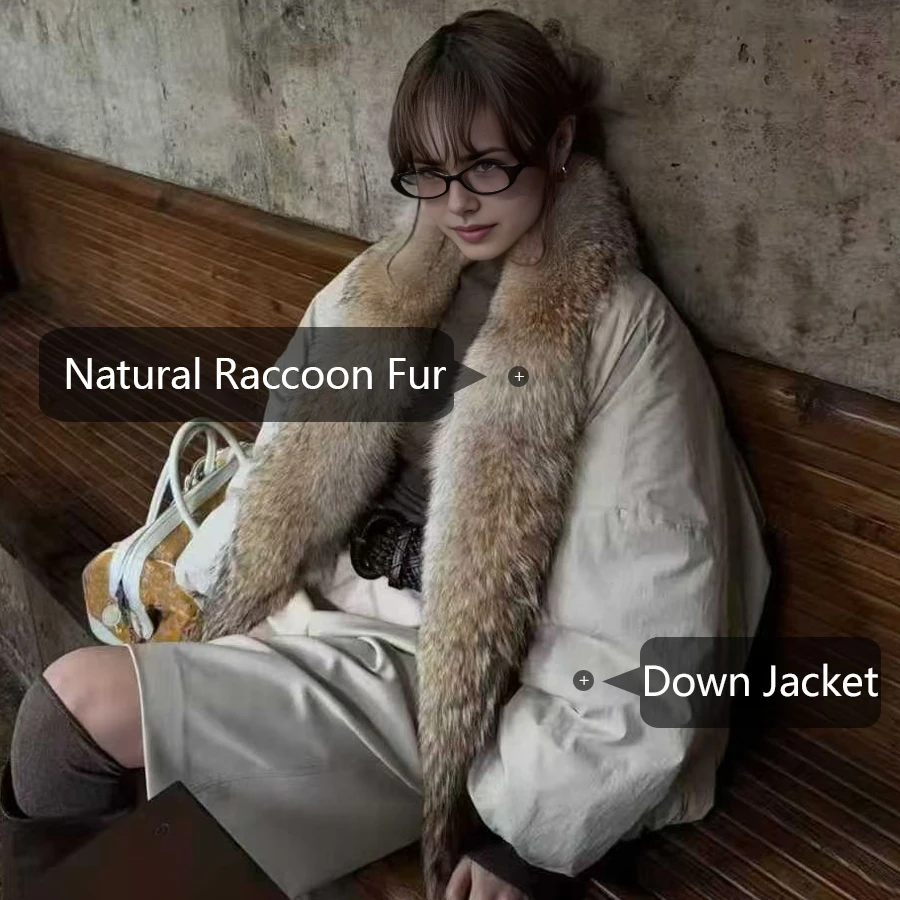 سترة شتوية نسائية من فراء الثعلب الحقيقي سترة منتفخة معطف فرو الثعلب الأصلي سترة فروي أنيقة #4