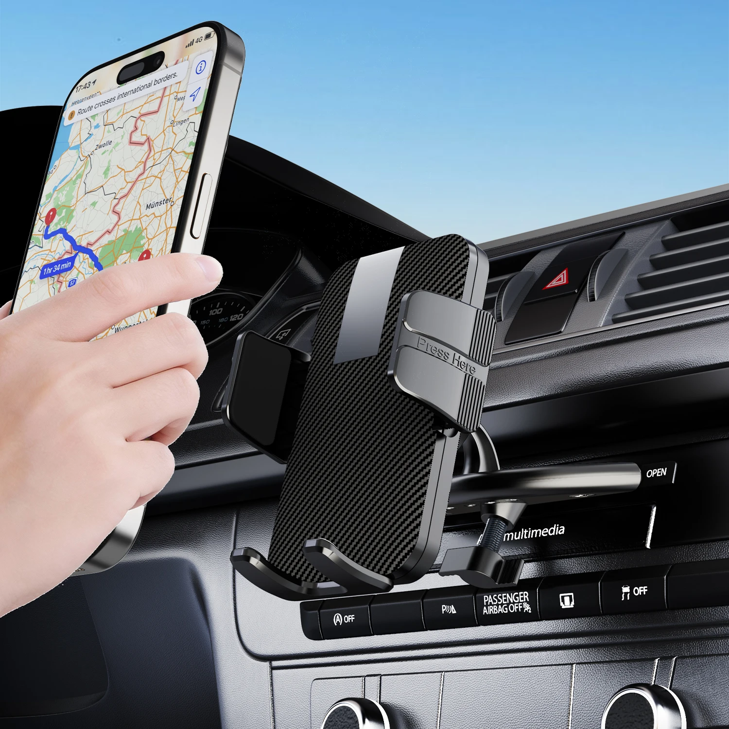 Robuste Telefonhalterung mit CD-Steckplatz und einhandbedienungsdesign, kompatibel mit allen Smartphones und Mobiltelefonen – Detail 10