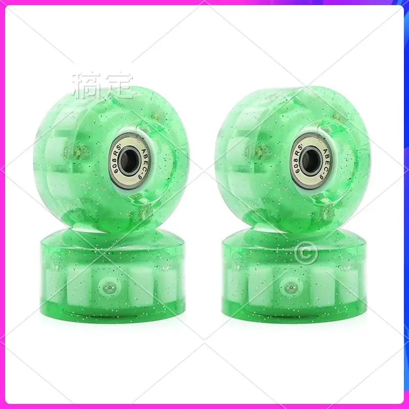 AUU-8 Piece Glitter Light Up Roller Skate Wheels Luminous Skate Wheels With Bearings Installed 58X32mm 82A