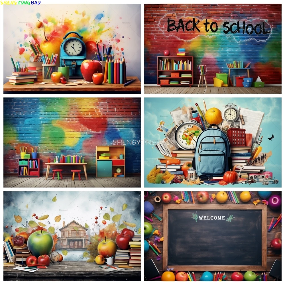 

Children Back to School Graduation Party Photography Backdrops Pencil School Bag Student Photo Studio Background HG-01