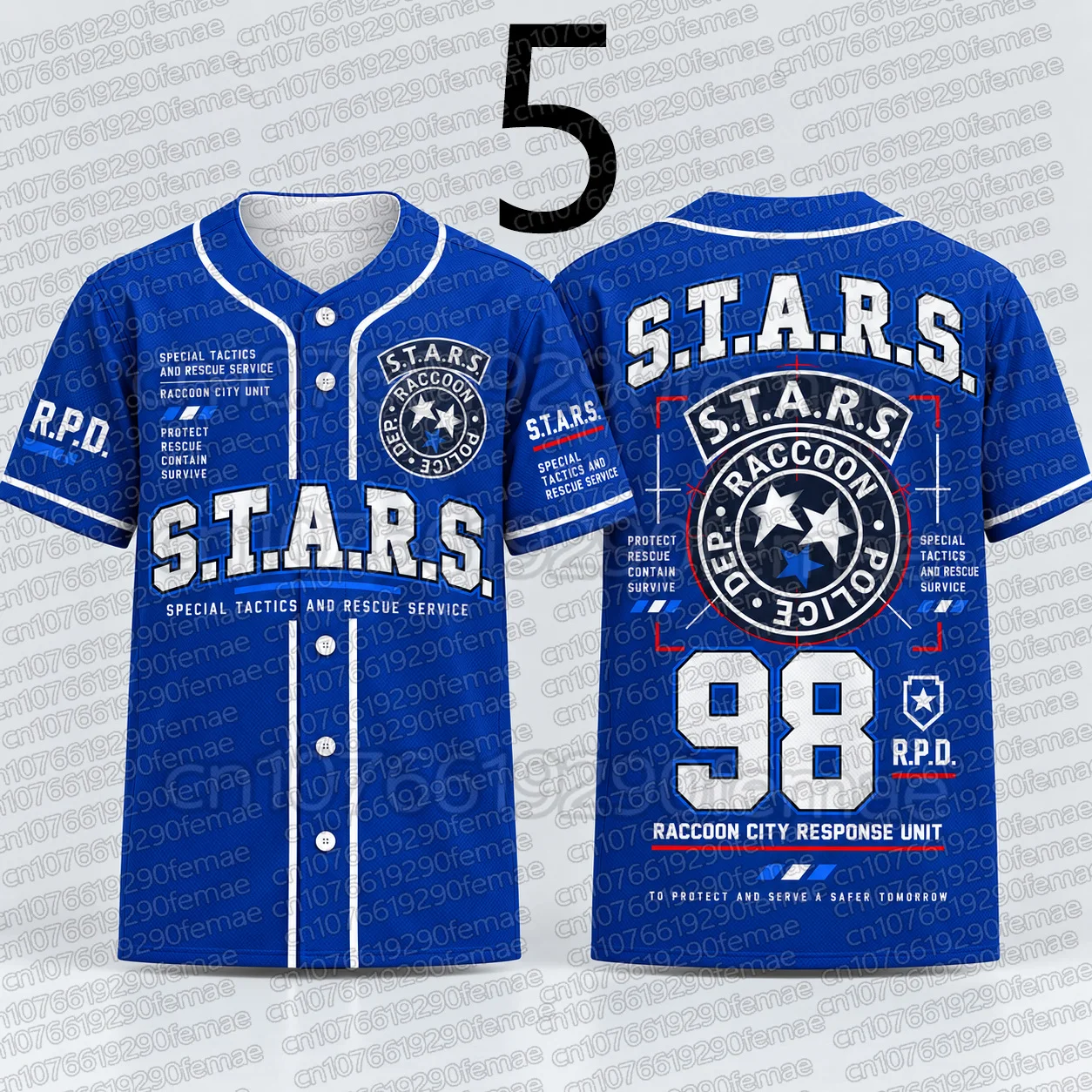 Resident Evil S.T.A.R.S. 98 Raccoon City Baseball Jersey Women Men Short Sleeve Button Horror Game Cosplay Street Fashion T-Shir