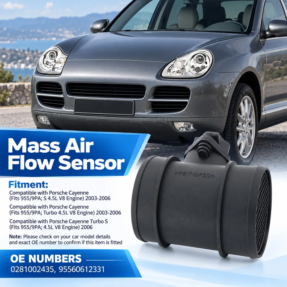 For Porsche Cayenne 955/9PA 2003 2004 2005 2006 Mass Air Flow Sensor 5 Pins 0281002435 95560612331 Plastic and Copper Alloy