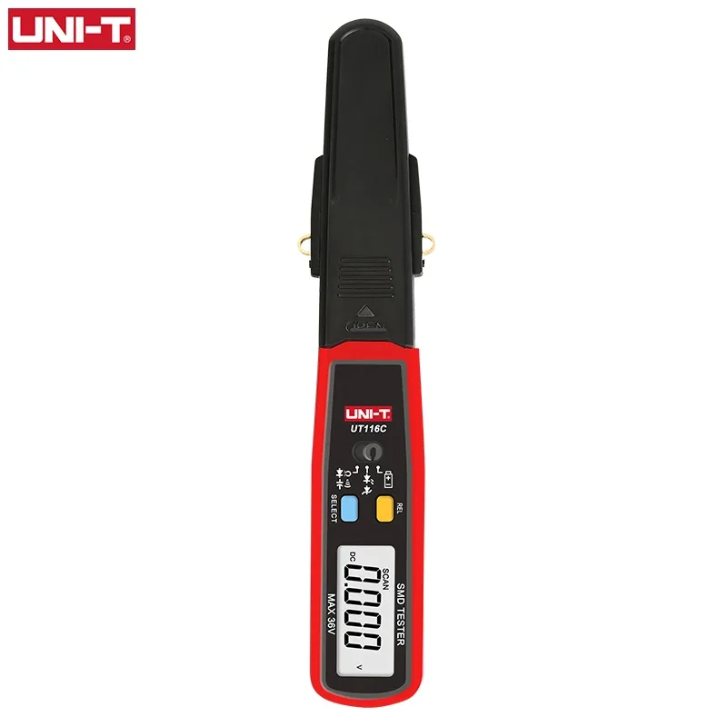 UNI-T UT116C SMD teszter 36V feszültség Üteg mérési rotable Csipesz ledes Dióda multimeter Fűtő csőkígyó Kondenzorlencse teszter