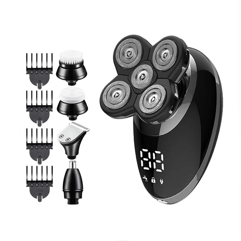 Best Quality 5 in 1 Shaver for Men Rotary Waterproof Electric Rechargeable Beard Shaver Razor for Body Use Hotel Application