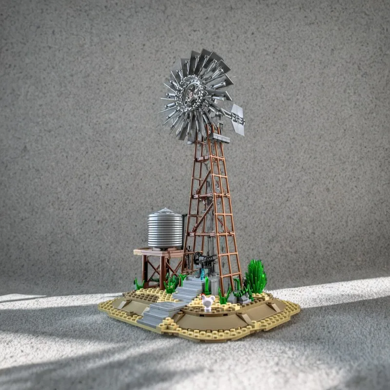 

556PCS Mechanical Engineering Functional Wind Pump 2.0 Detailed Moc diy Education Model Building Blocks Birthday Toys Gift