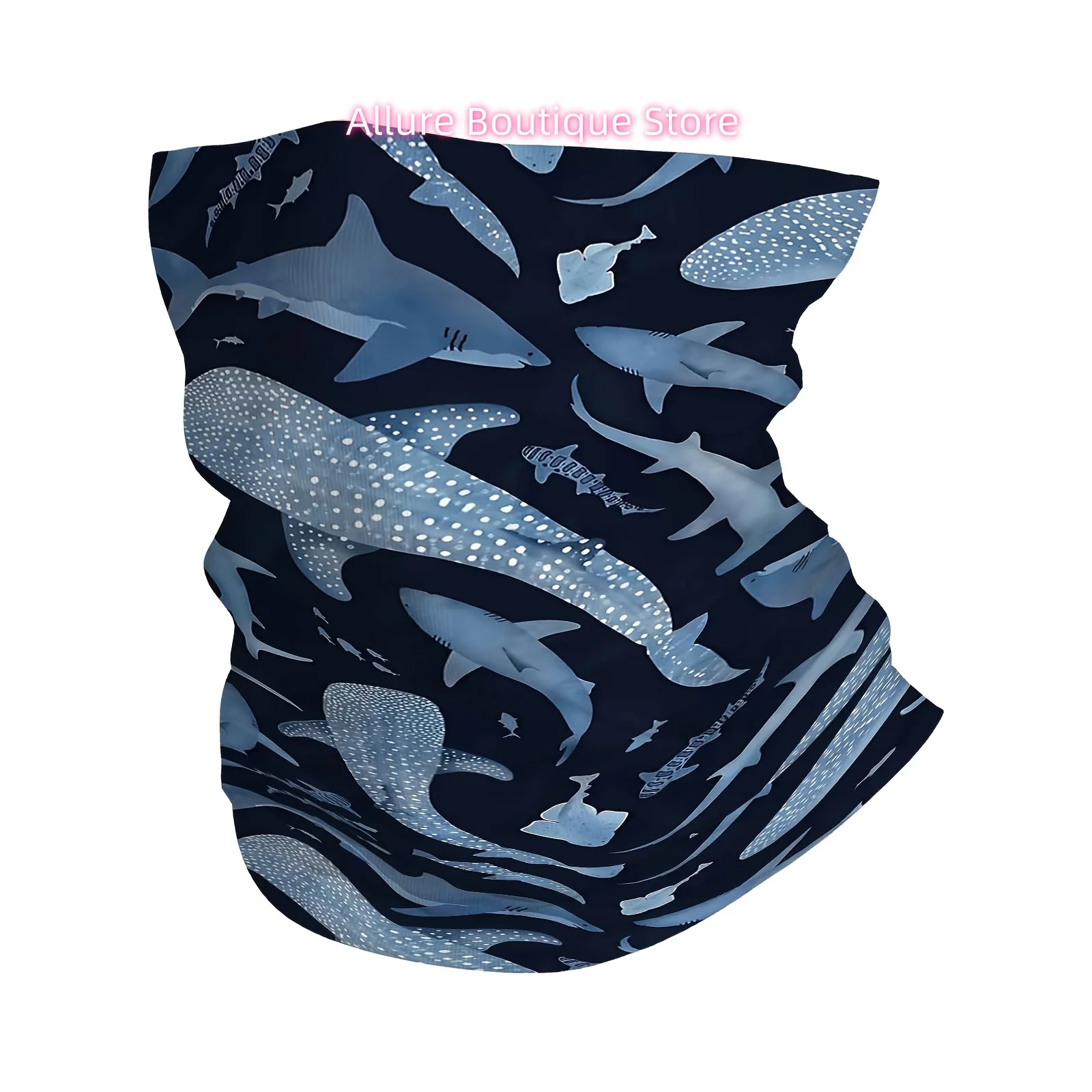 Whale Sharks, Sailor Blue, Seamless Pattern Print Scarf, Multi-Functional Mask And Neck Mask, Suitable for Outdoor And Unisex He