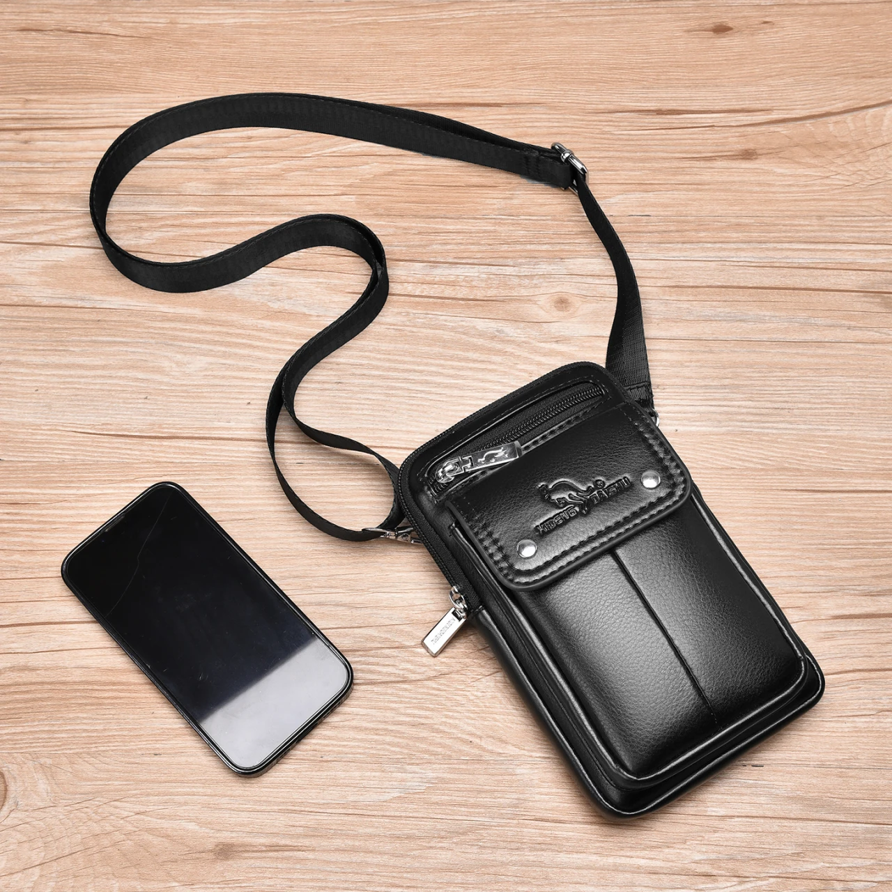 Men's Mini Crossbody Waist Bag Genuine Leather Multifunctional 7-Inch Vintage Shoulder Bags Messenger Bag Mobile phone bag brown
