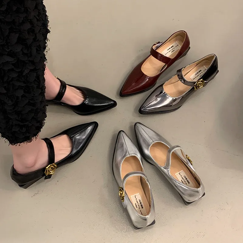 

Женские сандалии с острым носком, летние элегантные туфли на среднем каблуке, модные женские туфли-лодочки с цветочным узором, тренд дизайнера 2024 года