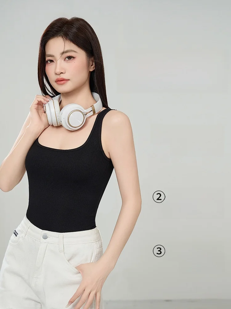 Ele Sle Canotta Bal monopezzo da donna Casual Faion Capispalla U-Ne Design semplice con strato base imbottito sul petto