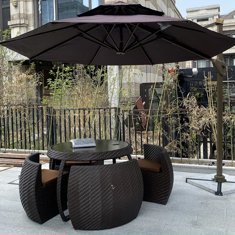 Outdoor leisure tables and chairs courtyard villa terrace rattan chairs outdoor homestay waterproof and sunscreen balcony creati