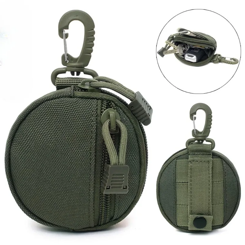 Mini EDC Tool Pouch Keychain Zipper Holder Earphone Key Wallet Coin Purses Utility Outdoor Hiking Hunting Accessories Waist Bag
