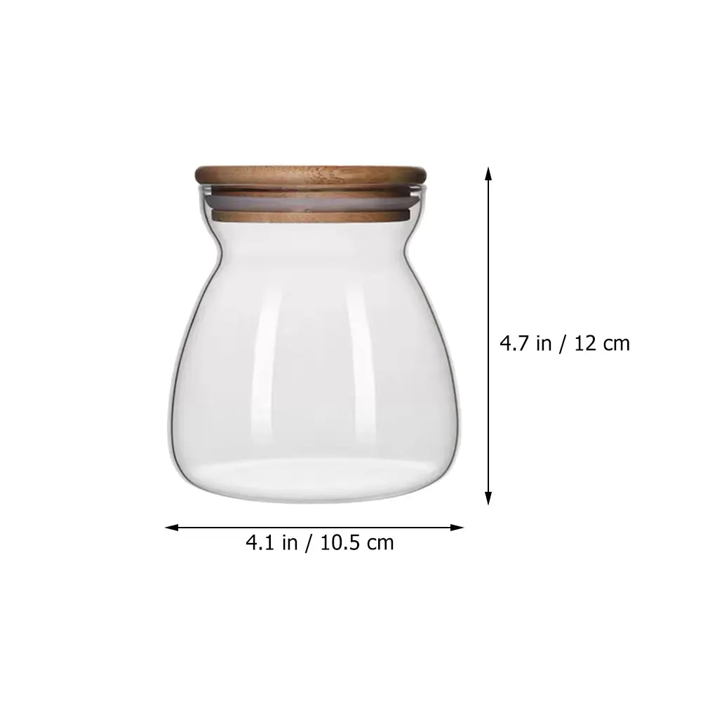 

2pcs Glass Sealed Jars 700ml Transparent Storage Containers Bamboo Lids Kitchen Cereals Food Candy Tea Grain Holder