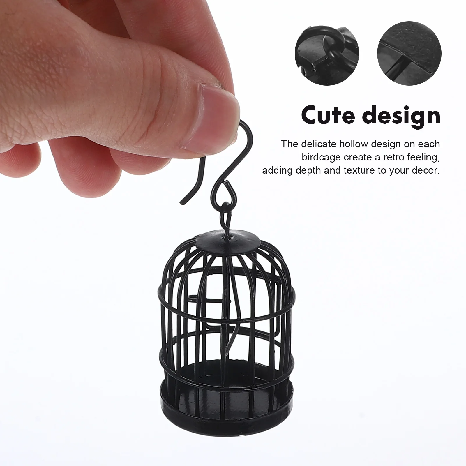 

Dollhouse Ornament Bird Cage Ornaments Birdcage Model Succulents Mini Black Iron Birdcages