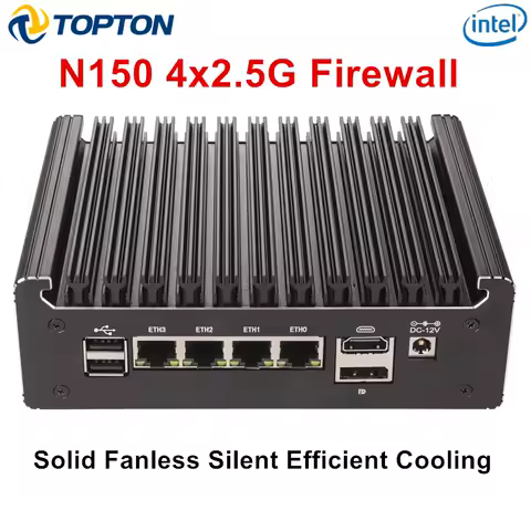 Kingnovy Solid Fanless Mini PC Intel N150 N95 4417U i5-8250U 4 LAN i226-V 2.5G desktop DDR4 pfSense ESXi Firewall Mini Computer