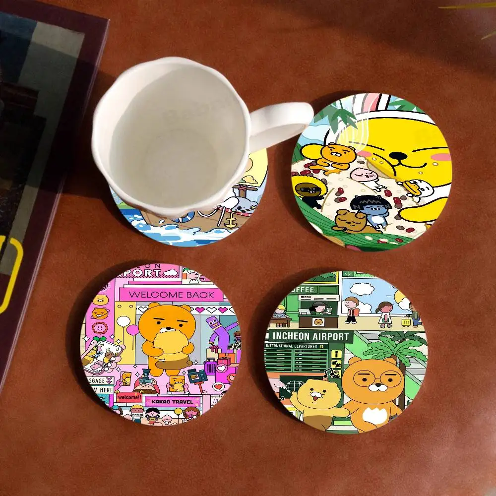 CARTOON CUTE K-KAKAOS lOVELY FRIENDS Wooden Coaster Coffee Teacup Decoration Coffee Shop Beverage Shop Family Cafe Decoration
