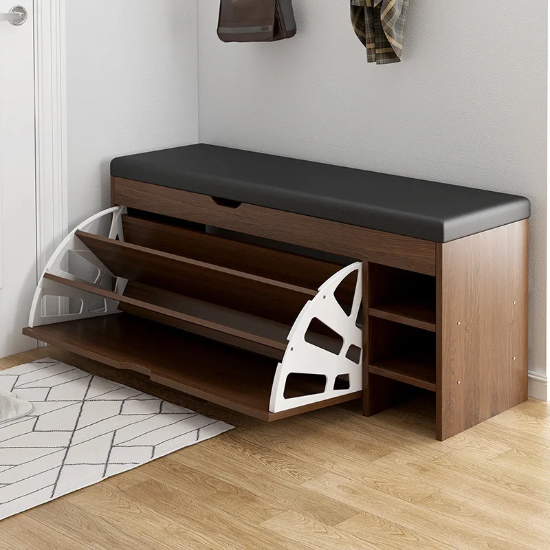 Shoe changing stool at the door of the home New Chinese-style space-saving shoe stool at the door Shoe cabinet Soft bag tipping