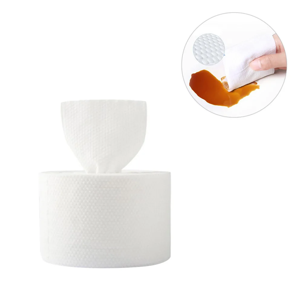 ผ้าเช็ดหน้าผ้าฝ้าย 2 ม้วน แบบใช้แล้วทิ้ง สำหรับเช็ดเครื่องสำอาง ทำความสะอาดผิวหน้า ใช้ได้ทั้งแบบแห้งและเปียก เหมาะสำหรับการเดินทาง ผิวบอบบาง