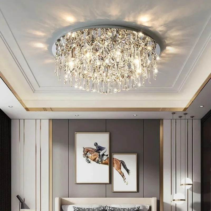 Imagem -03 - Modern k9 Crystal Chandelier Led Teto Pingente Suspender Luz Sala de Jantar Sala de Estar Quarto Pendurado Lâmpada