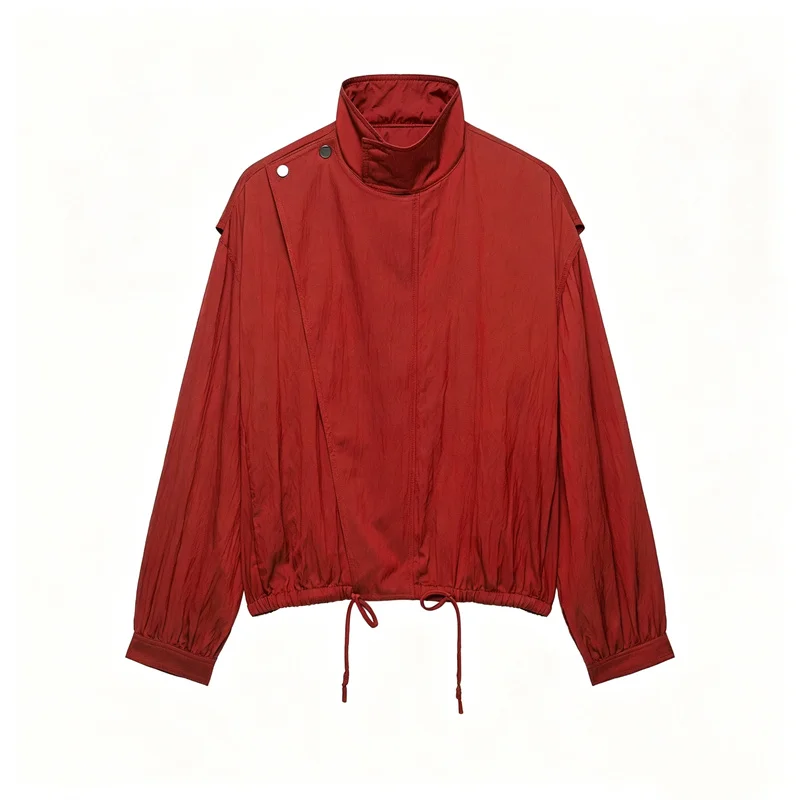 Guobioziy Women's Jacket 2026 Early Autumn New Style Elegant Versatile Long-Sleeve Stand Collar Double-Breasted Jacket