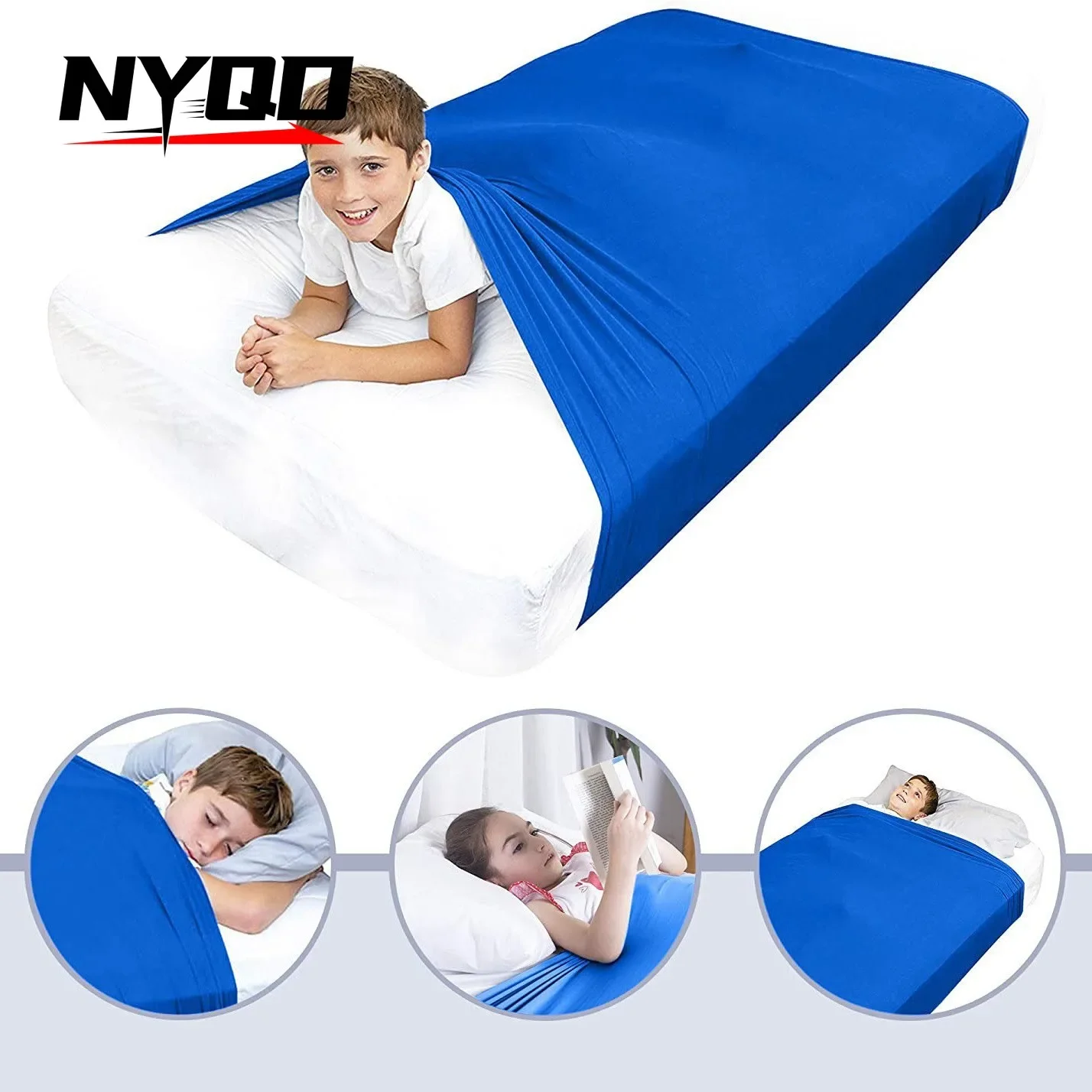 98CM*147CM Kids Sleeping SENSORY BLANKET Children Sensory Compression Sheet Elastic Breathable Pressure Relief Child Bed Cover