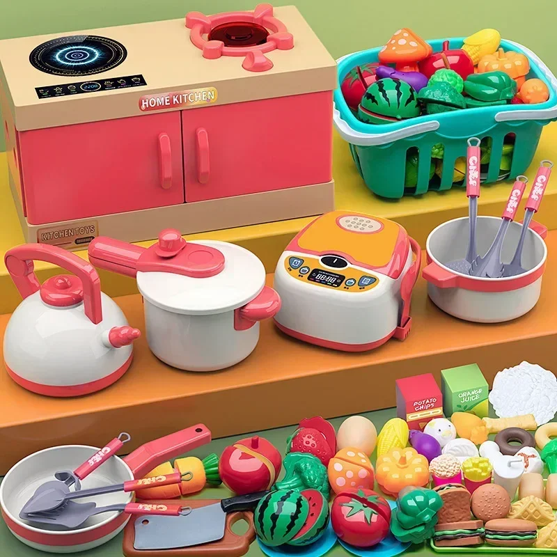 Playing house simulation kitchen cooking children educational toys girl set fruit cut chile boy 3-6 years old