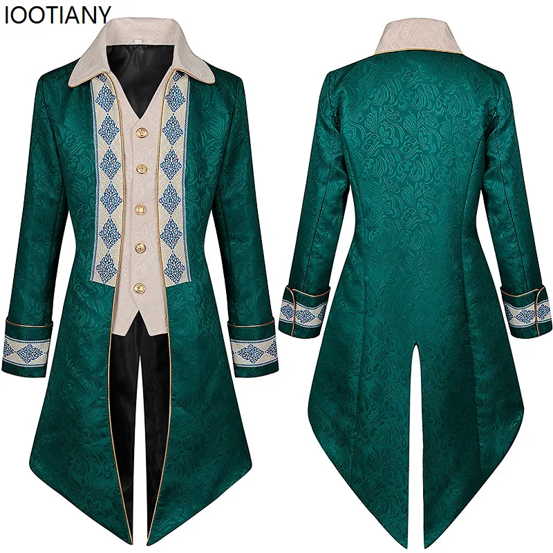 

CosplayGreen Victorian Noble Jacket Vintage Medieval Cosplay Pirate Tuxedo Men's Renaissance Coat Steampunk Tuxedo Halloween Cos